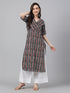 Black Cotton Geometric Printed Straight Kurta